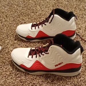 White and Red High-Top Sneakers